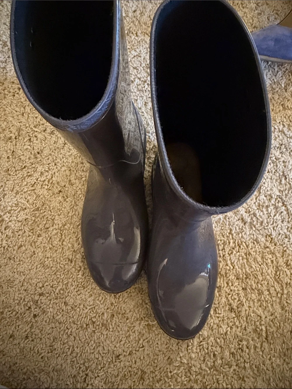 UGG Glossy Mid-Calf Rain Boot in Taupe Gray